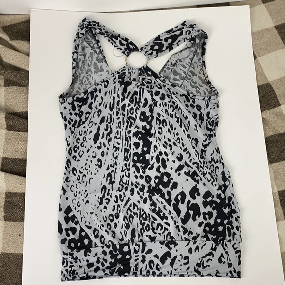 3/$15 Business casual cheetah black white cowl neck sleeveless halter sz medium - Picture 12 of 15
